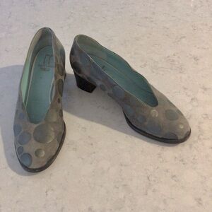 Thierry Rabotin Gray Polka Dot Suede Pumps
